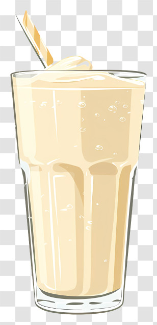 Vegan Protein Shake - Chilled Vanilla Milkshake Glass With Straw Transparent PNG