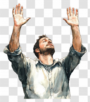 Man With Raised Hands - Praying Man In Faith Transparent PNG