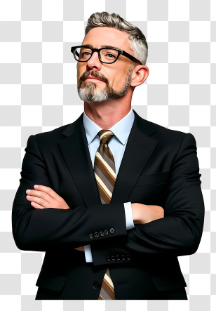 Businessman Looking Up - Senior Executive Arms Crossed Transparent PNG