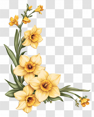 Spring Flower - Yellow Daffodils In Bloom Transparent PNG