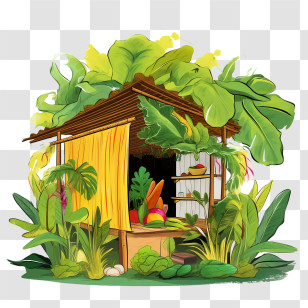 Sukkot - Tropical Fruit Stall In Vibrant Style Transparent PNG
