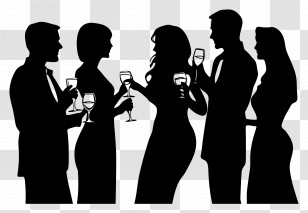 Party Silhouette - Silhouette Party With Wine Glasses Transparent PNG