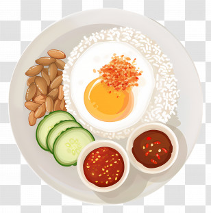 Malaysian Dish - Rice And Egg Dish With Sides Transparent PNG