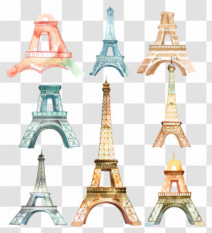 Eiffel Tower - Watercolor Eiffel Towers Art Featuring Paris Icon Transparent PNG