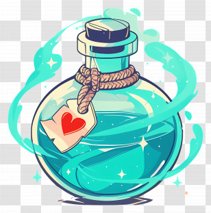Love Potion - Magical Love Potion Bottle With Heart Tag Transparent PNG