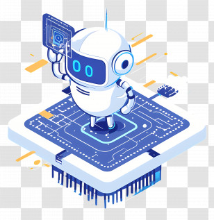 Cute Robot - Futuristic Robot With Digital Interface Transparent PNG
