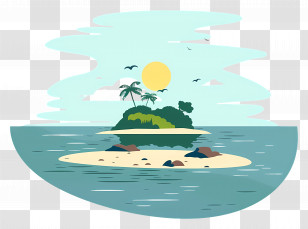 Island - Tropical Island Scene With Beach And Ocean Illustration Transparent PNG