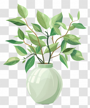 Green Vase - Green Leafy Plant In Decorative Vase Transparent PNG
