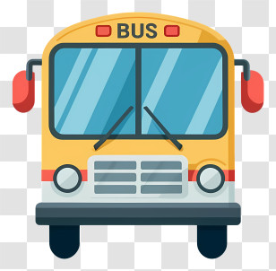 Yellow School Bus - Front View Of Yellow School Bus Transparent PNG