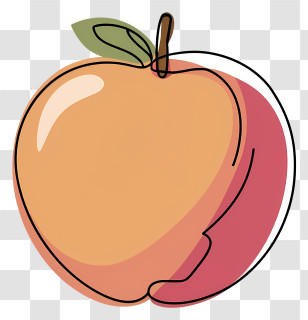 Icon - Illustrated Peach-Toned Apple Drawing Transparent PNG