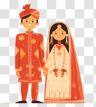 Wedding Couple - Traditional Wedding Couple With Festive Clothing Transparent PNG