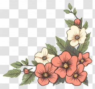 Flower Corner - Minimal Simple Floral Design Transparent PNG
