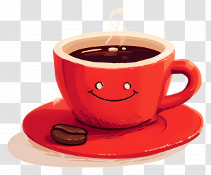 Red Coffee Cup - Smiling Coffee Cup Transparent PNG