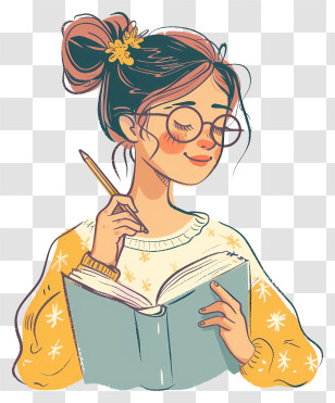 Teacher With Book - Girl Reading A Book Transparent PNG