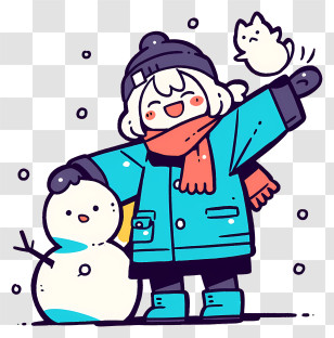 Making A Snowman - Kid Building A Snowman Transparent PNG