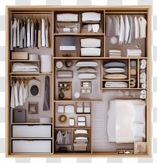 Closet Top View - Neatly Organized Closet With Clothes And Accessories Transparent PNG