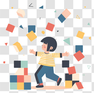 Child Playing - Happy Child Playing With Blocks Transparent PNG