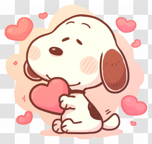 Snoopy Love - Adorable Cartoon Dog Holding Heart With Love Transparent PNG