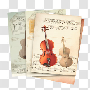 Note Template - Violin And Sheet Music Illustration Transparent PNG