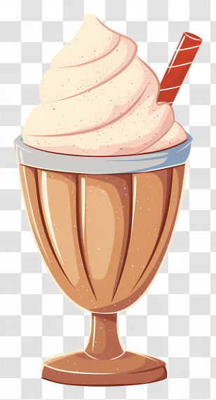Ice Cream Milkshake - Cream Dessert In Glass Cup With Straw Transparent PNG
