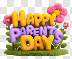 Happy Parents Day Text - Happy Parents Day Celebration With Flowers Transparent PNG