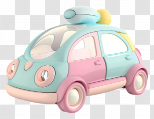 Cartoon - Cartoon Pastel Car With Cute Design Transparent PNG
