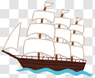 Ship - Illustration Of A Cartoon Sailing Ship Transparent PNG
