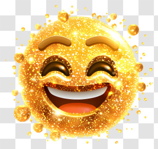 Sparkle - Sparkling Golden Smiling Emoji Transparent PNG
