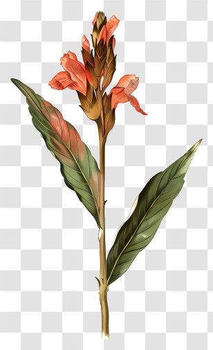 Canna Indica Flower - Ornamental Orange Flower Illustration Transparent PNG