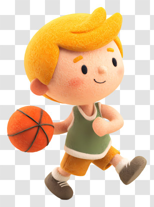 Boy Playing Basketball - Cartoon Basketball Player Dribbling Transparent PNG