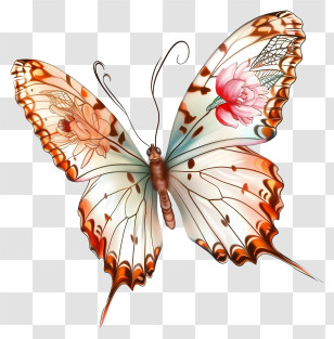 Realistic Elegant Butterfly - Floral And Artistic Butterfly Design Transparent PNG