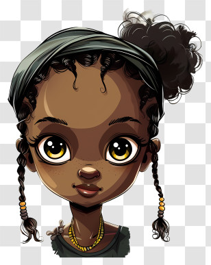 African Girl - Cute Girl With Headband And Braids Transparent PNG