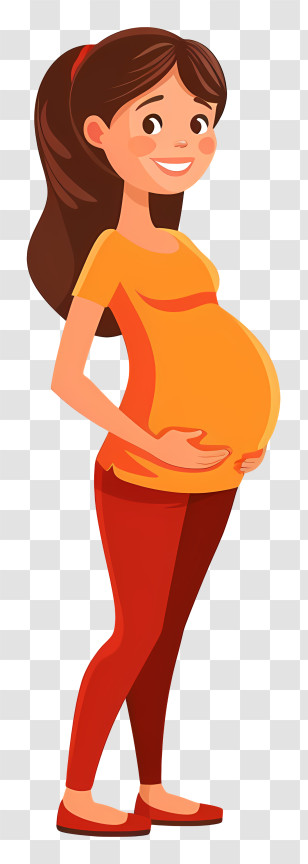 Pregnant Woman Cartoon - Happy Pregnant Woman Cartoon Illustration Transparent PNG