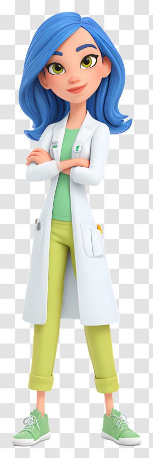 3d Female Doctor - Blue-haired Scientist In Lab Coat Transparent PNG