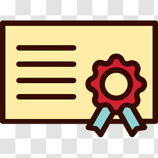 Education Elements - Illustrative Certificate With Ribbon Icon Transparent PNG