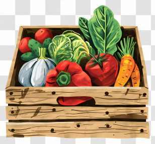 Wooden Crate With Fresh Vegetables - Wooden Crate With Fresh Vegetables Transparent PNG