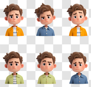 Boy Faces Dilemma - Boy Showing Various Facial Expressions Transparent PNG