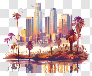 Los Angeles - Cityscape With Skyscrapers Transparent PNG