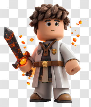 Roblox Style Character - Toy Figure Holding A Sword Transparent PNG
