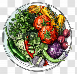 Plate With Vegetables - Bowl Of Fresh Vegetables For Healthy Eating Transparent PNG