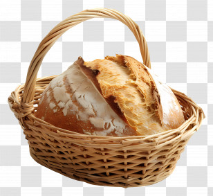 Bread Basket - Rustic Bread In A Wicker Basket Transparent PNG