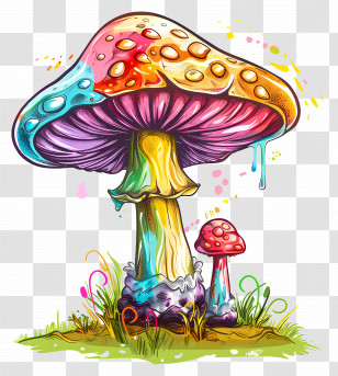 Mushroom - Vibrant And Colorful Mushroom Illustration Transparent PNG