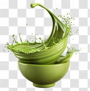 Matcha Green Tea - Green Liquid Splash In Bowl Transparent PNG