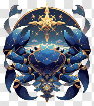 Cancer Zodiac - Mythical Blue Crab With Stars Transparent PNG