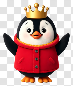 Cute Cartoon Penguin - Royal Penguin In Red Jacket Transparent PNG