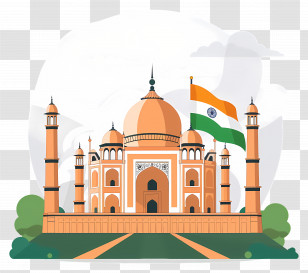 Indian - Indian Monument With Flag Illustration Transparent PNG