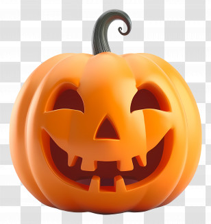 Animated Halloween Pumpkin - Orange Halloween Pumpkin With Carved Happy Face Transparent PNG