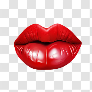 Red Lips - Red Glossy Lips Illustration Transparent PNG