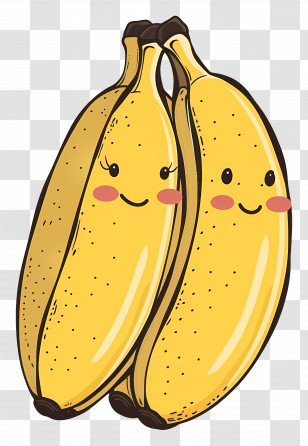 Cute Bananas - Smiling Cartoon Bananas Transparent PNG