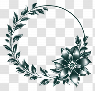 Flower Frame - Green Floral Wreath Design Transparent PNG
